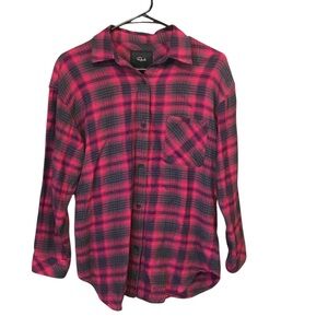 Rails plaid flannel shirt women XS oversized Green blue pink fall Jackson